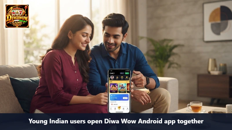 Young Indian users open Diwa Wow Android app together